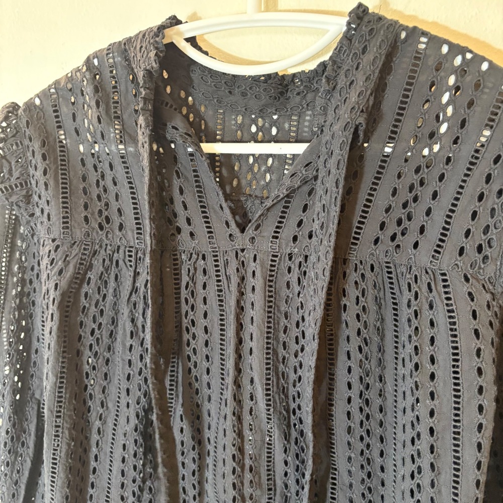 Madewell Eyelet Mockneck Ruffle Top‎ Size Small - Picture 6 of 9